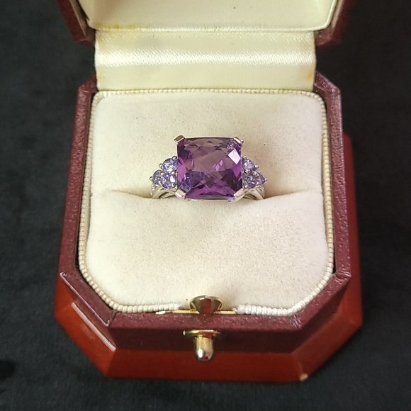 EFFY 14K White Gold Amethyst/Tanzanite/Diamond Ring - Size 6 *Pristine* - Picture 5 of 6